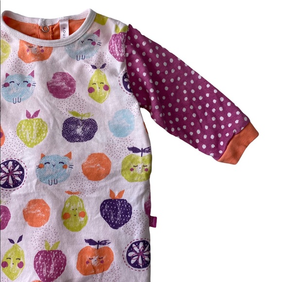 Souris Mini Apple, Pear Face Print One Piece Footie Snaps at Back Size 3 Months - Picture 4 of 7